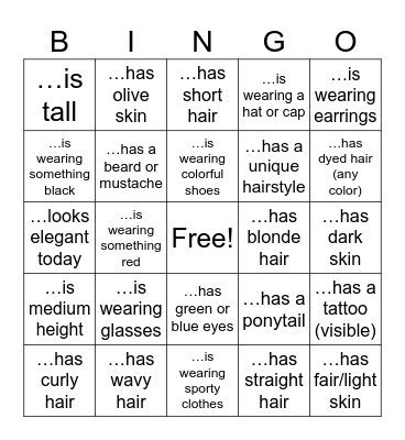 Find Someone Who Bingo Card