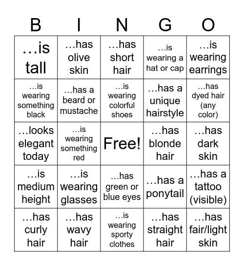 Find Someone Who Bingo Card