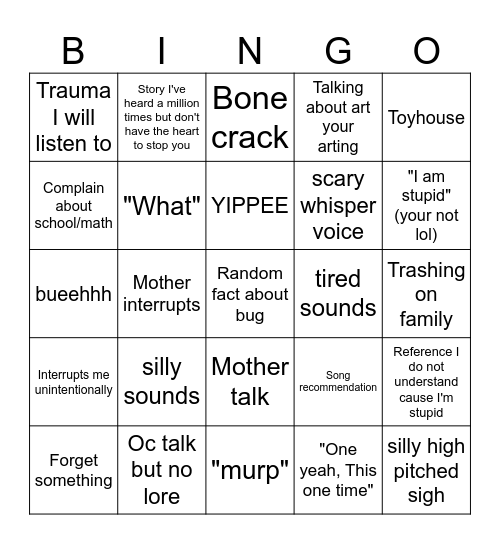 Rose Bush Call Bingo Car Bingo Card