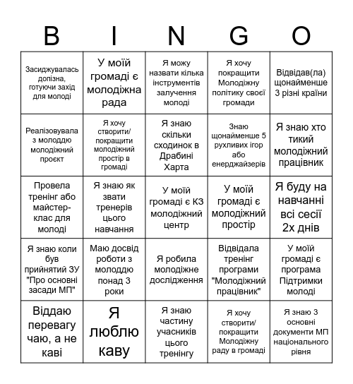 Знайомство Bingo Card