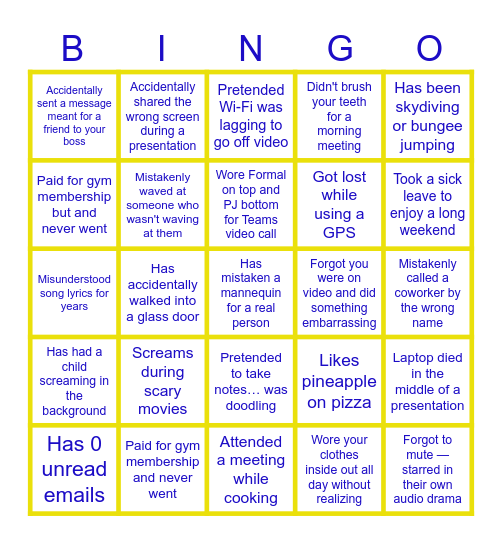 Humor Hunt Bingo Card