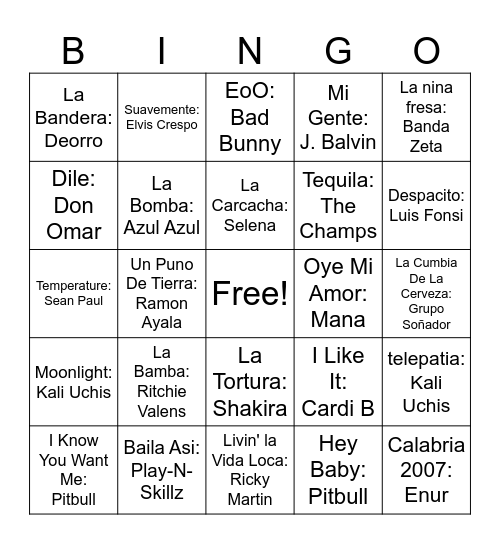Cinco De Mayo Bingo Card