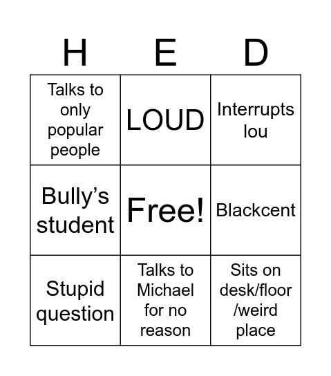 Hedrick bingo Card