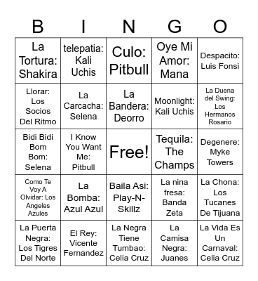 Cinco De Mayo Bingo Card