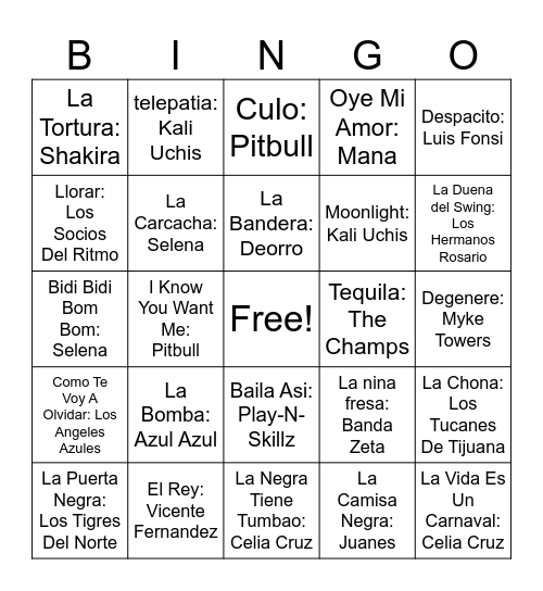 Cinco De Mayo Bingo Card