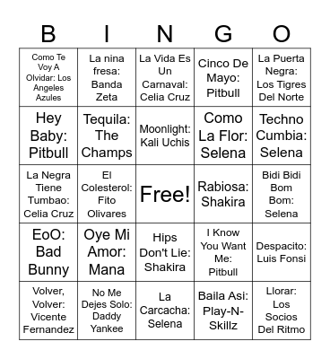 Cinco De Mayo Bingo Card
