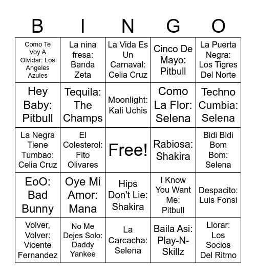 Cinco De Mayo Bingo Card