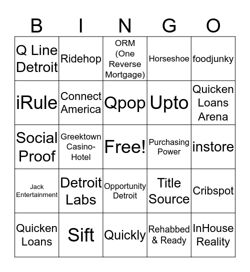 Family of Companies Bingo Card
