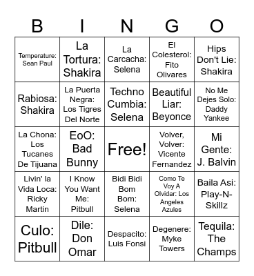 Cinco De Mayo Bingo Card