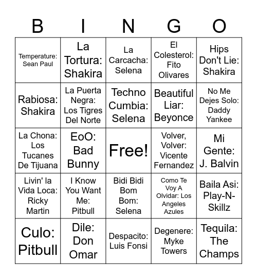 Cinco De Mayo Bingo Card
