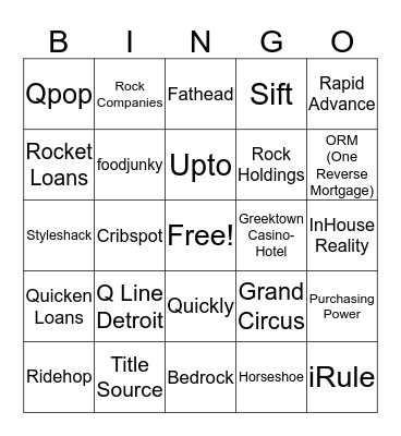 Family of Companies Bingo Card