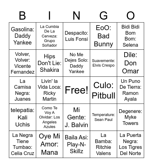 Cinco De Mayo Bingo Card