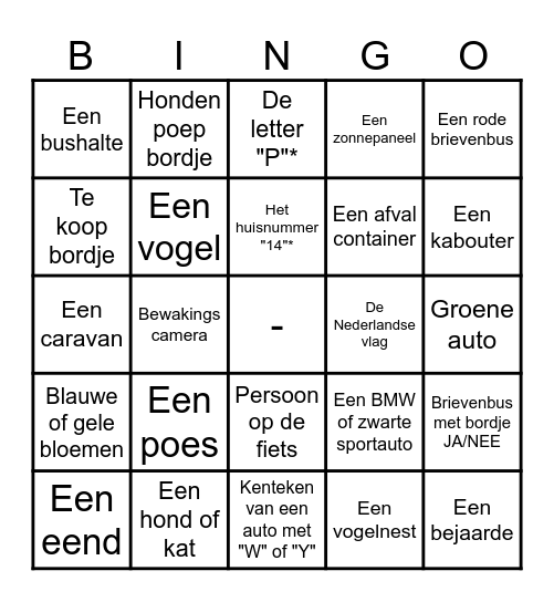 Buurtbingo welpen Bingo Card