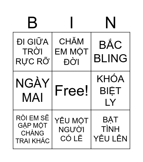 BINGO Card