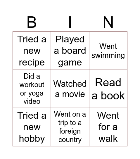 Meivakantie Bingo Card
