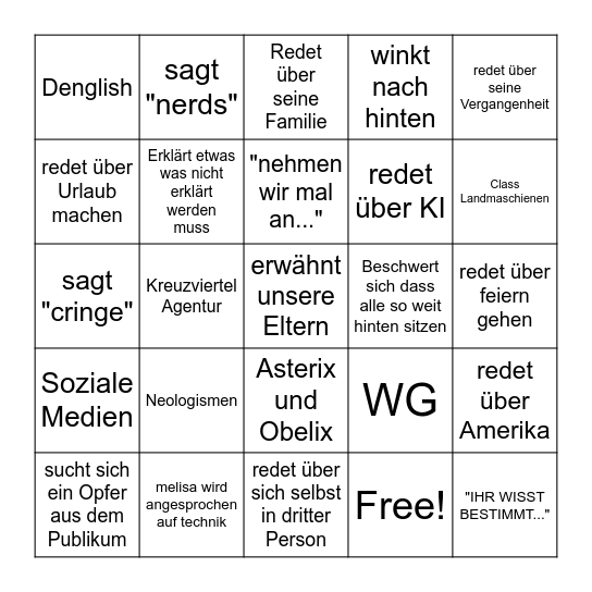 Beuker Bingo Card