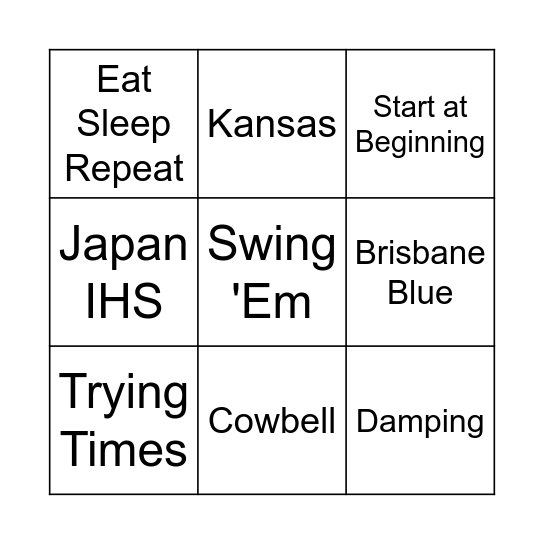 Jemma's Shirts Bingo Card