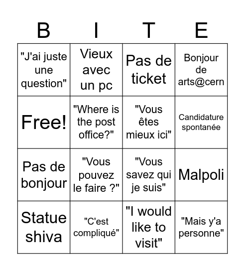Service Desk Bingo Card