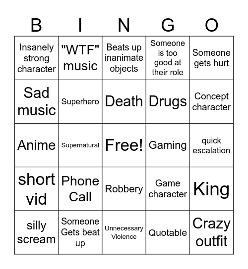 Caleb City Bingo Card