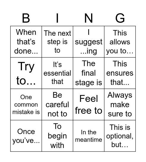 Process Bingo Card