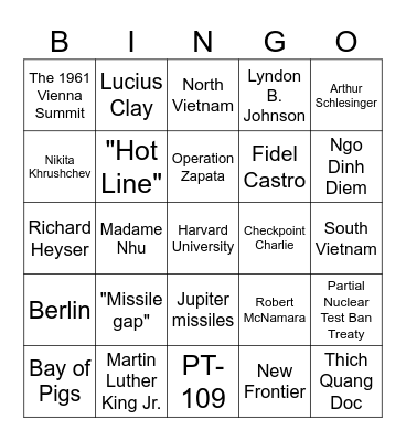 Unit 3 Test Review Bingo Card