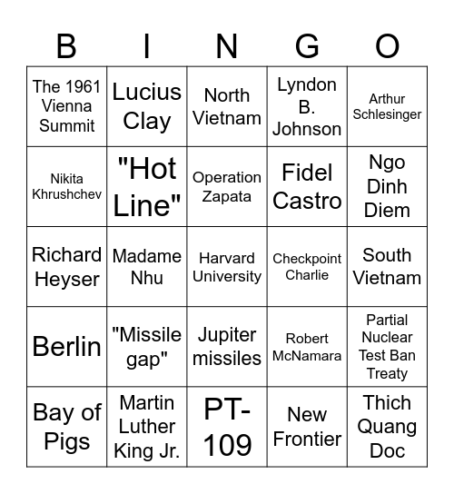 Unit 3 Test Review Bingo Card