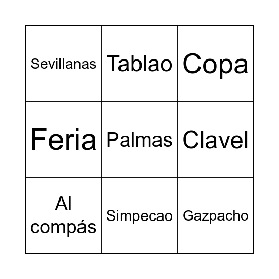 BINGO FLAMENCO Bingo Card