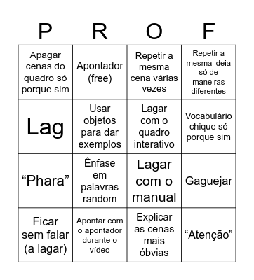 Prof Viveirinhos Bingo Card