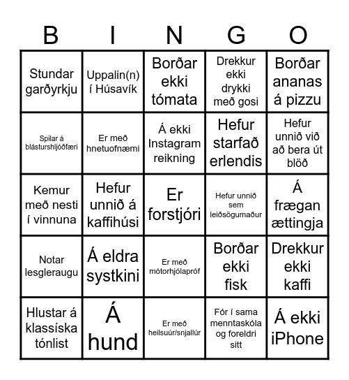 ÁrshátíðarBingo Card