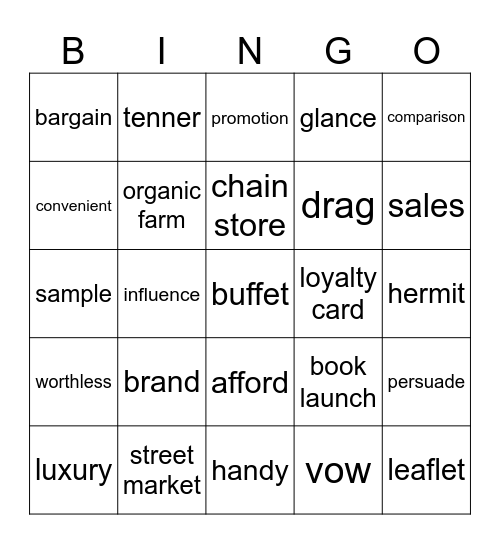 GOLD U5 Bingo Card