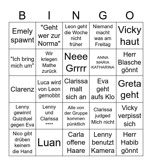 Kw 19 Bingo Card