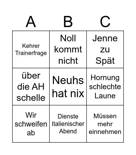 Auschuss Bingo Card