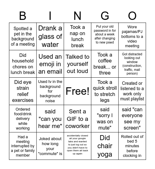 Bingo is my Cardio Bingo Card