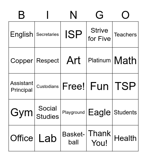 We appreciate you! Bingo Card
