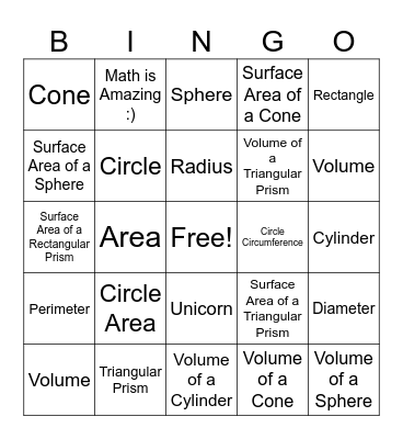 Three-Dimensional Shapes Bingo Card