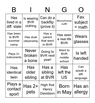 Find someone who... Bingo Card