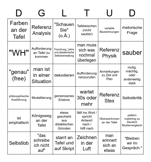 Wie man in DGL zumindest mit Humor untergeht Bingo Card