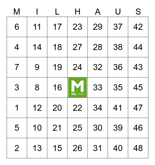 Milhaus Bingo Card