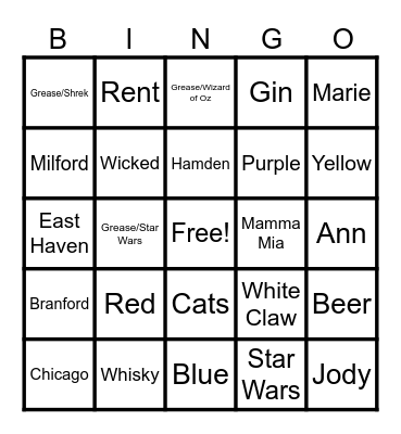 Jill's Bingo Card