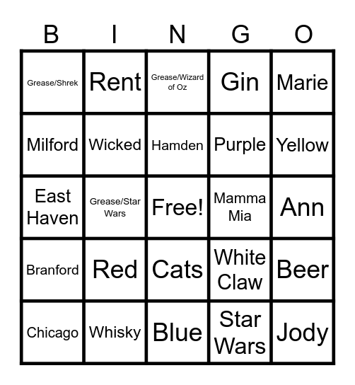 Jill's Bingo Card