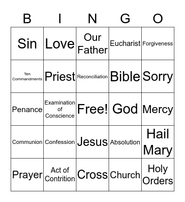 Reconciliation Bingo Card