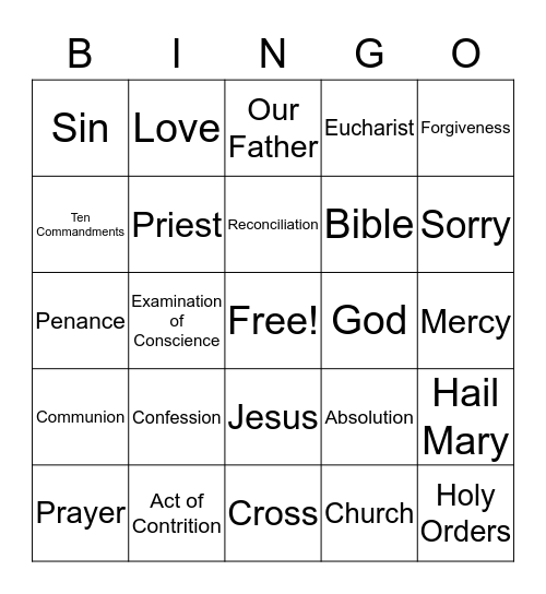 Reconciliation Bingo Card