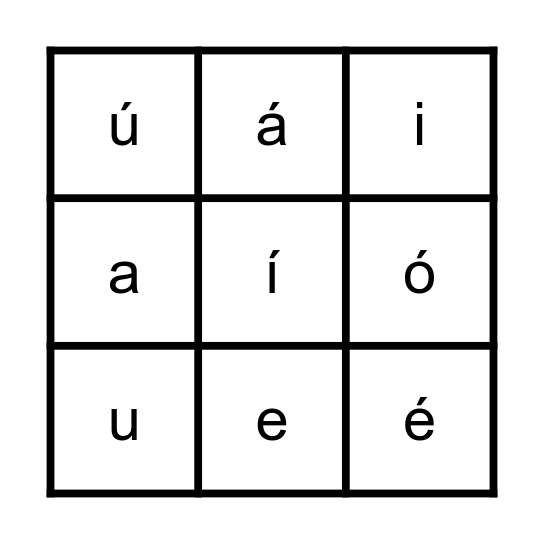 Gutaí Gearr/Fada Bingo Card