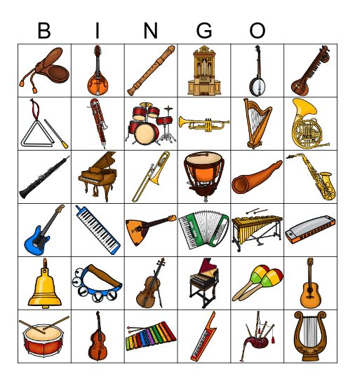 Instrument Bingo Card