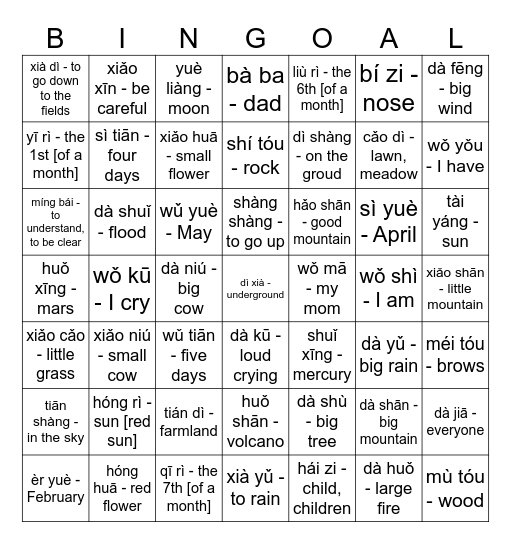 4-5 Fast Through pg. 74 - (PY+E to HZ) Bingo Card