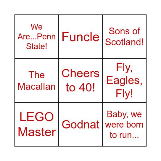 Cocktails in the Clouds Bingo Card