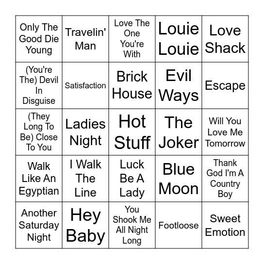 Music Bingo! Bingo Card
