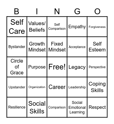 Mental Health Awareness Bingo Card