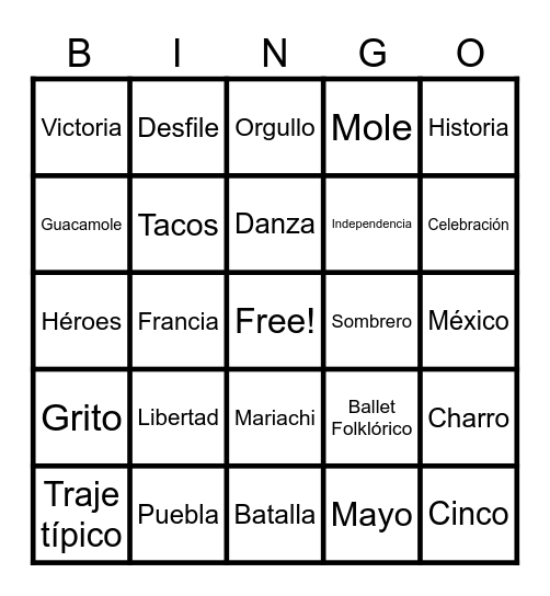 Lotería Cinco de mayo Bingo Card
