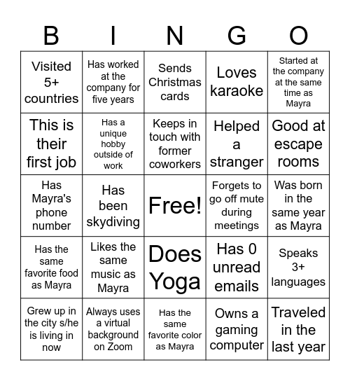 Mayra's Transition to CS Bingo Card